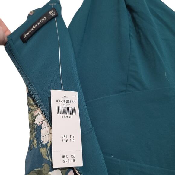 Abercrombie Drama Ruffle Tiered Maxi Dress Green Floral Medium Tall NWT - Picture 6 of 7